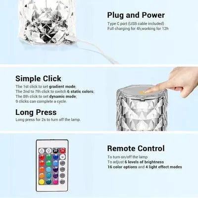 Rechargeable Rainbow LED Night Lamp with Remote Control