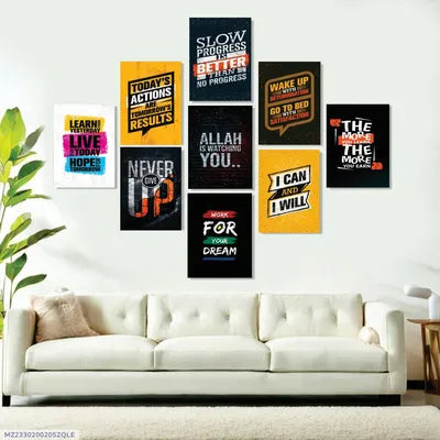 9Pcs Multicolor Alphabets Wall Art Set 8x11 Inch