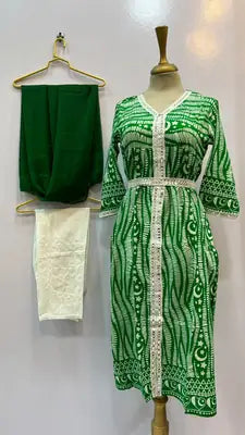 3Pcs Women's Stitched Lawn Digital Print Suit Maxi with Embroided Trousers
